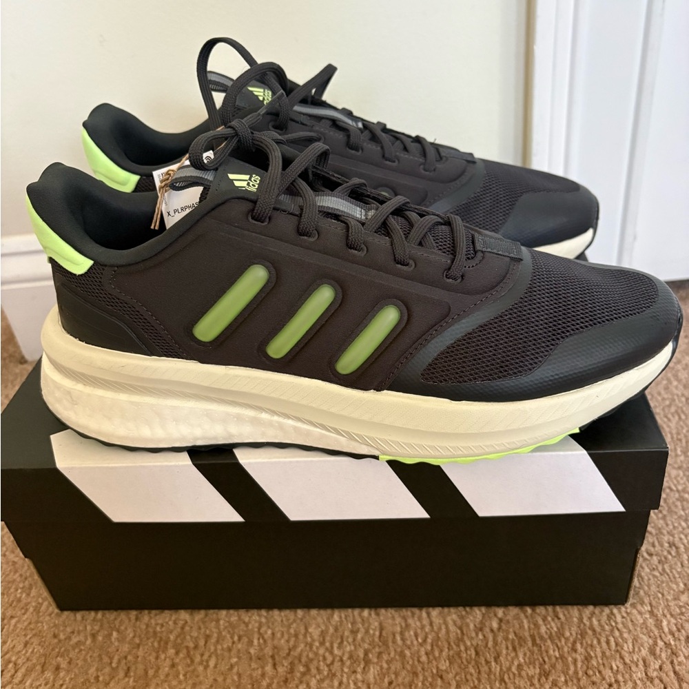 adidas Men's Black Sneakers with Neon Green Accents